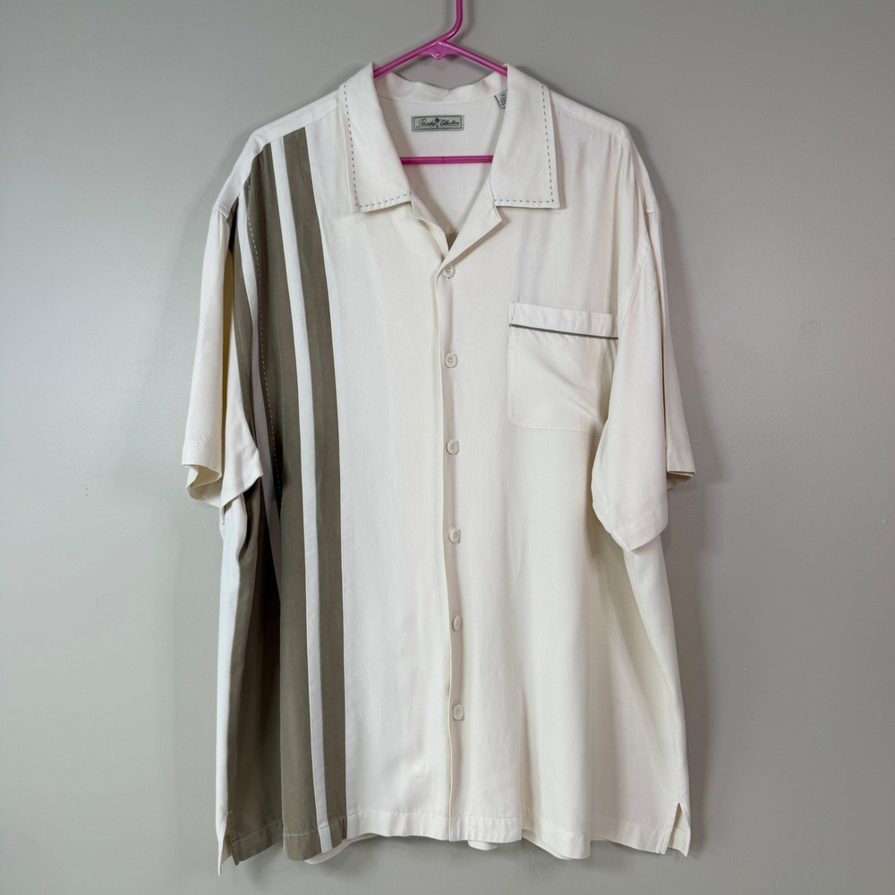 Paradise Collection Mens XXL 100% Silk Relaxed Button Up Camp Shirt Retro Resort